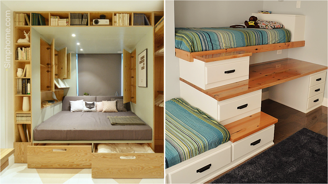 12 Clever Small Bedroom Built-in Storage - Simphome